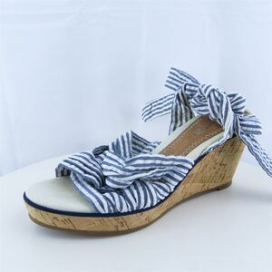 Sperry Top-Sider Women Strappy Shoes Blue Fabric Lace Up Size 8.5 Medium (B,‎ M)